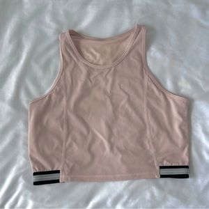 Glyder Gym Training Cropped Tank Top w/ built in bra, M, Pale Pink